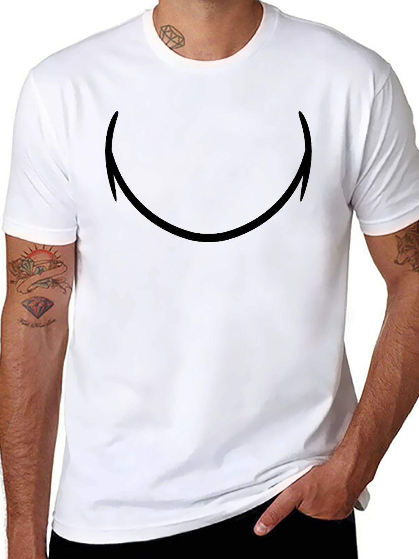 Minimalist Smiley Face Graphic Tee - Soft Cotton Blend