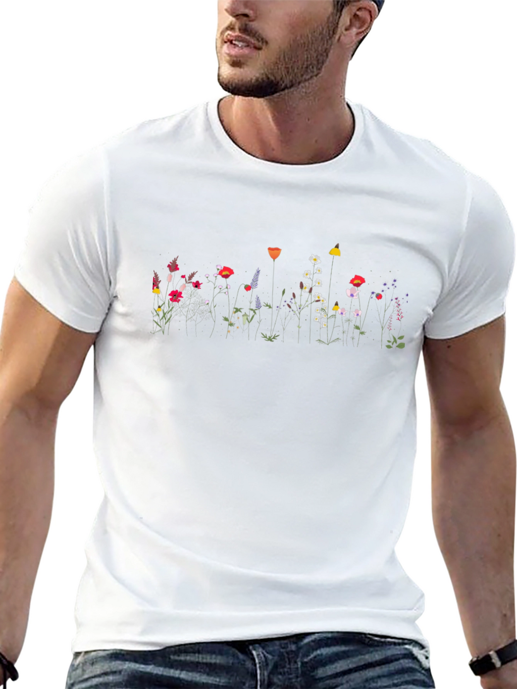 Floral Print Black T-Shirt