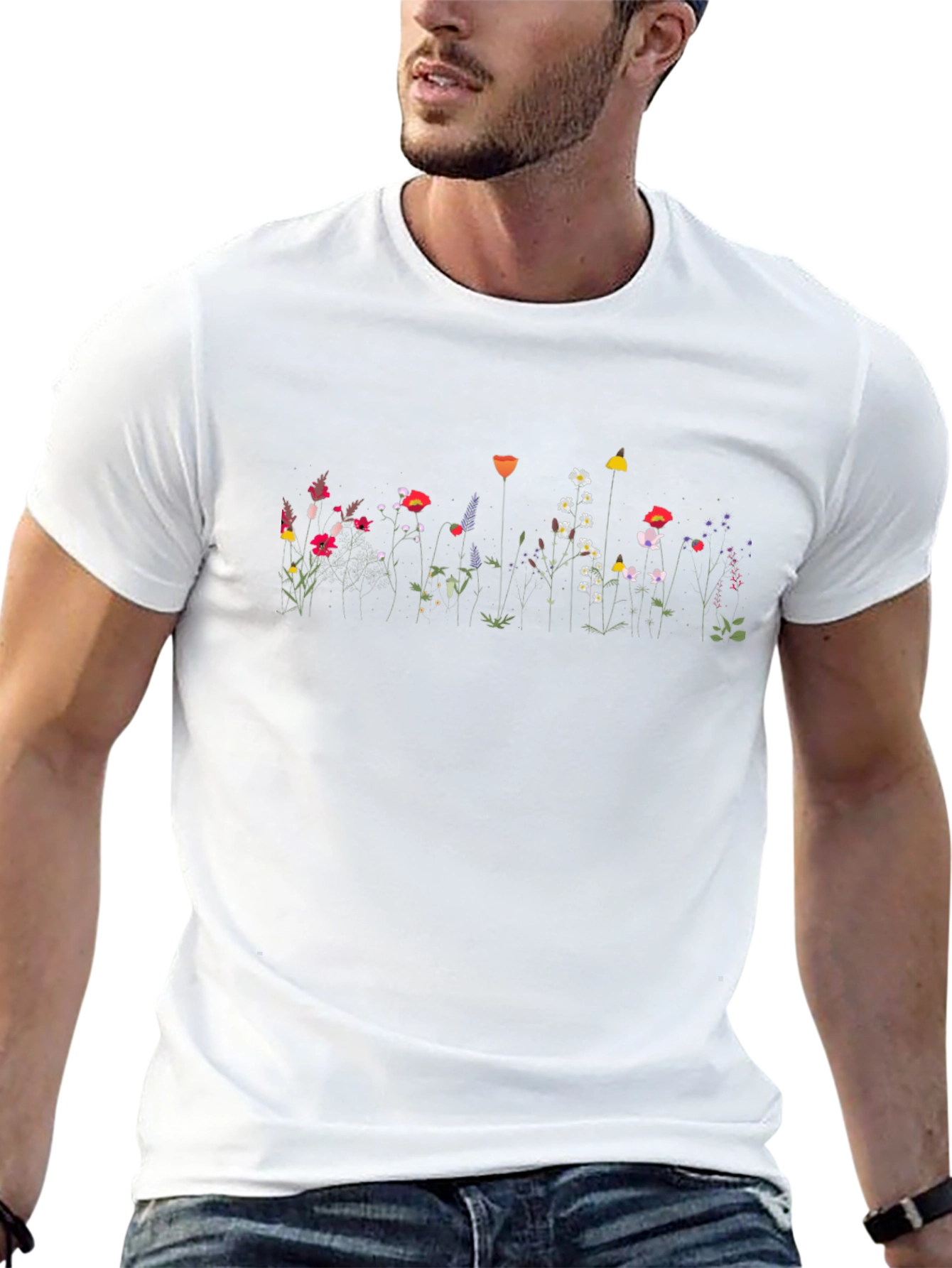 Floral Print Black T-Shirt