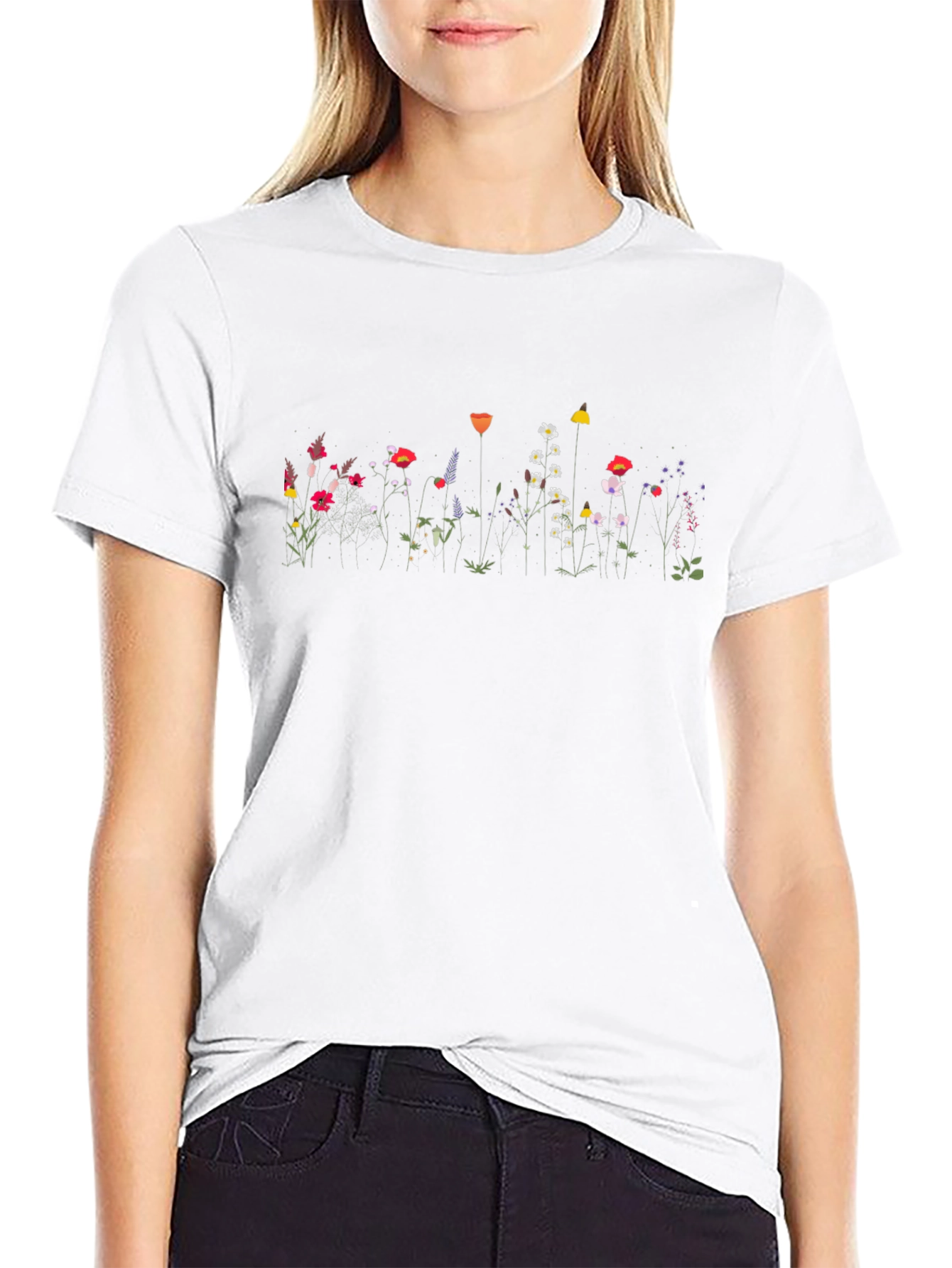 Floral Print Black T-Shirt