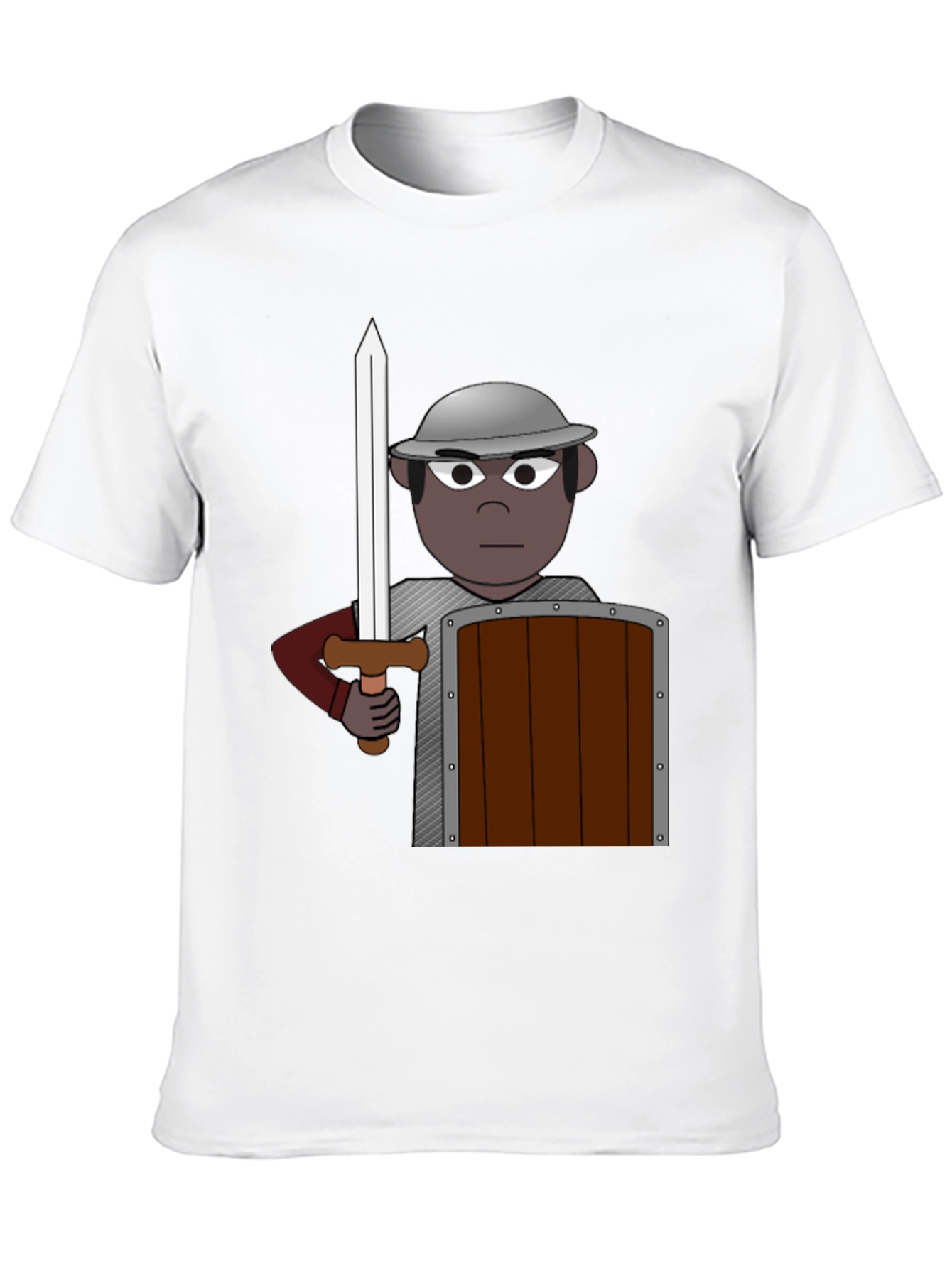 Warrior Cartoon Graphic Tee - Black Cotton Casual