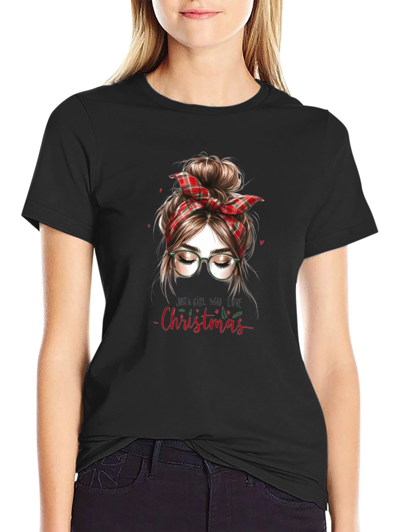 Christmas Messy Bun Graphic Tee