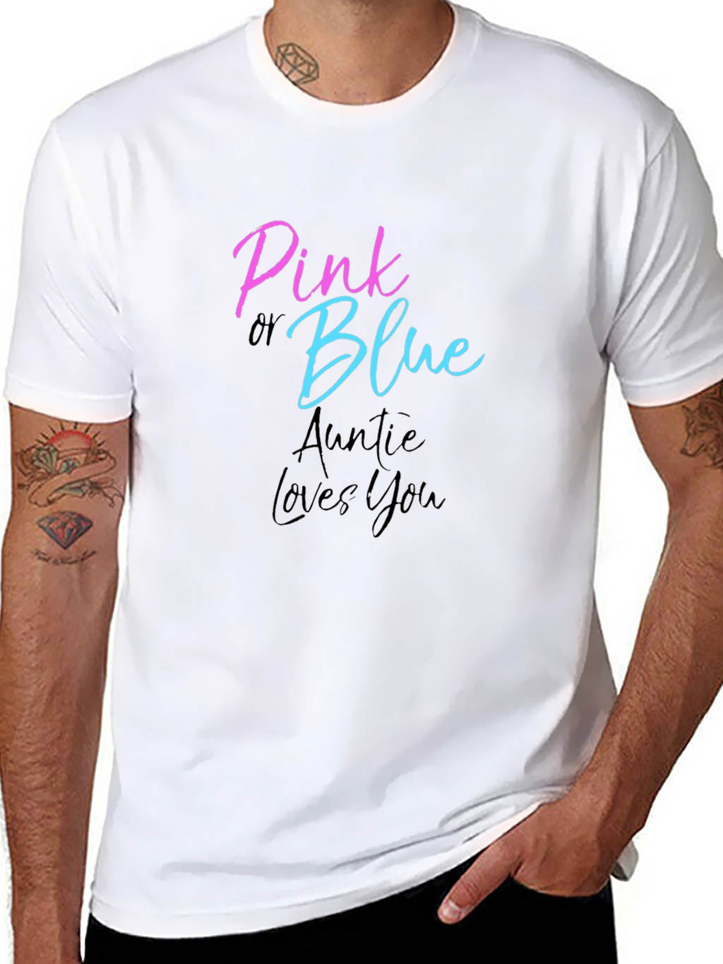 Pink or Blue Auntie Loves You T-Shirt