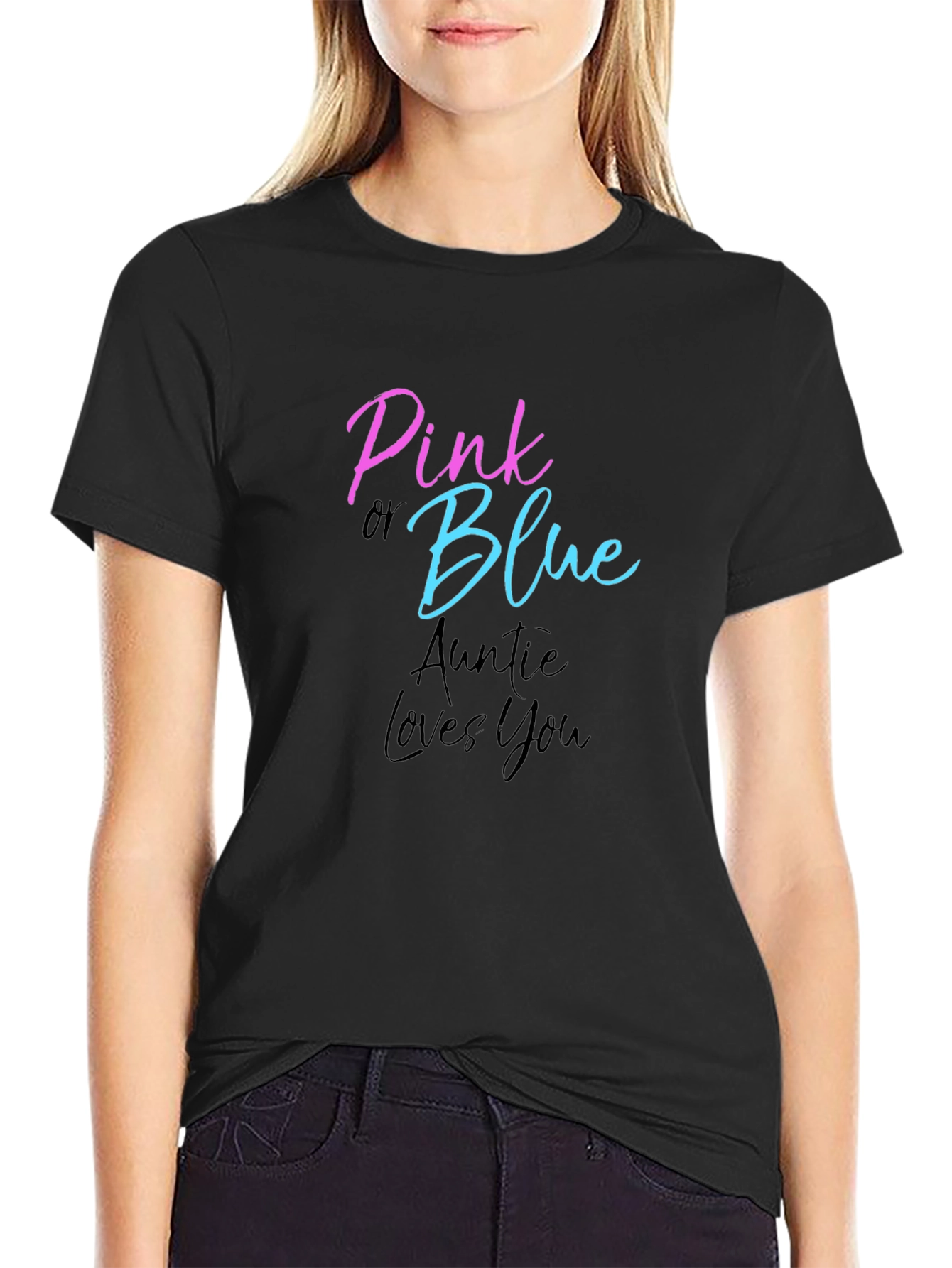 Pink or Blue Auntie Loves You T-Shirt