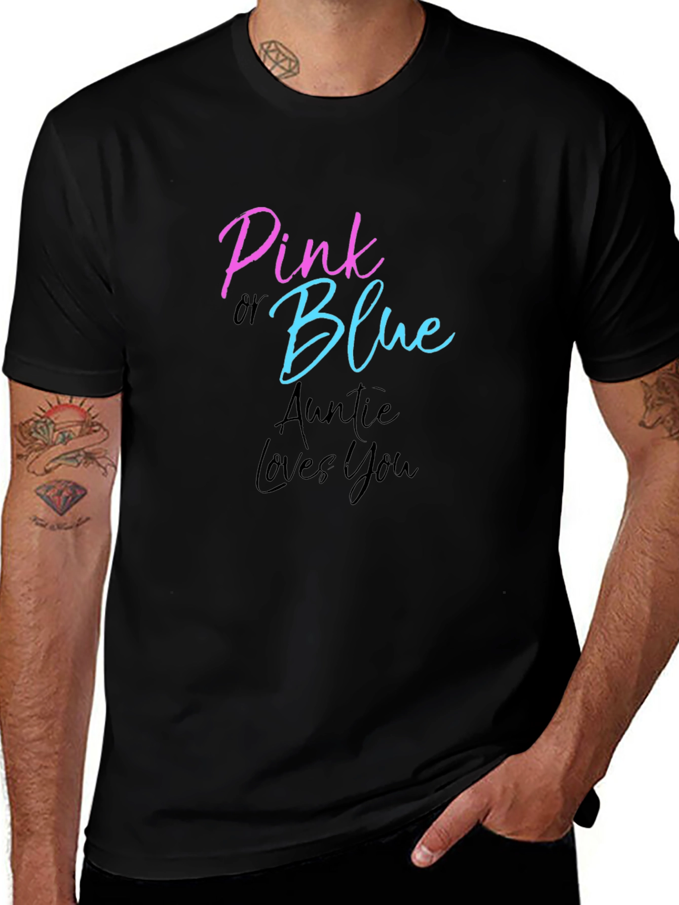 Pink or Blue Auntie Loves You T-Shirt