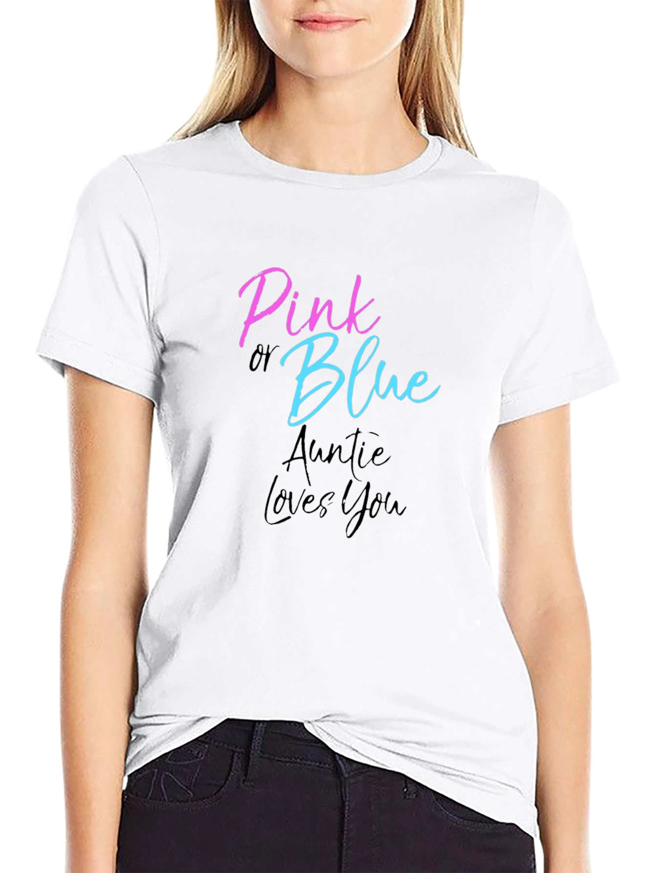 Pink or Blue Auntie Loves You T-Shirt