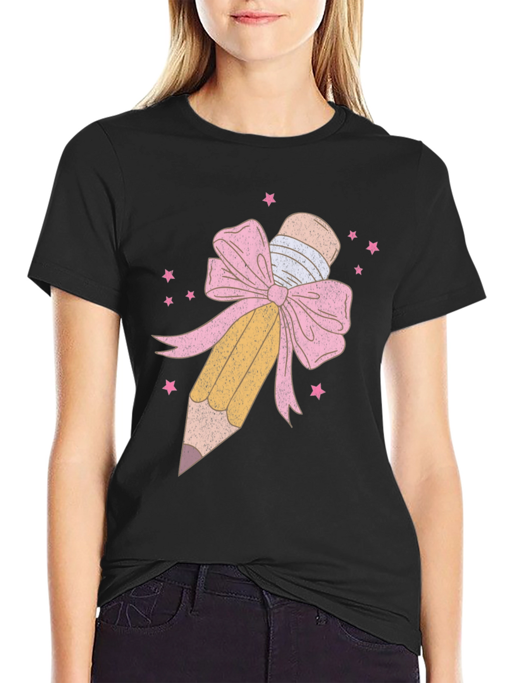 Pencil & Bow Graphic Tee - Black