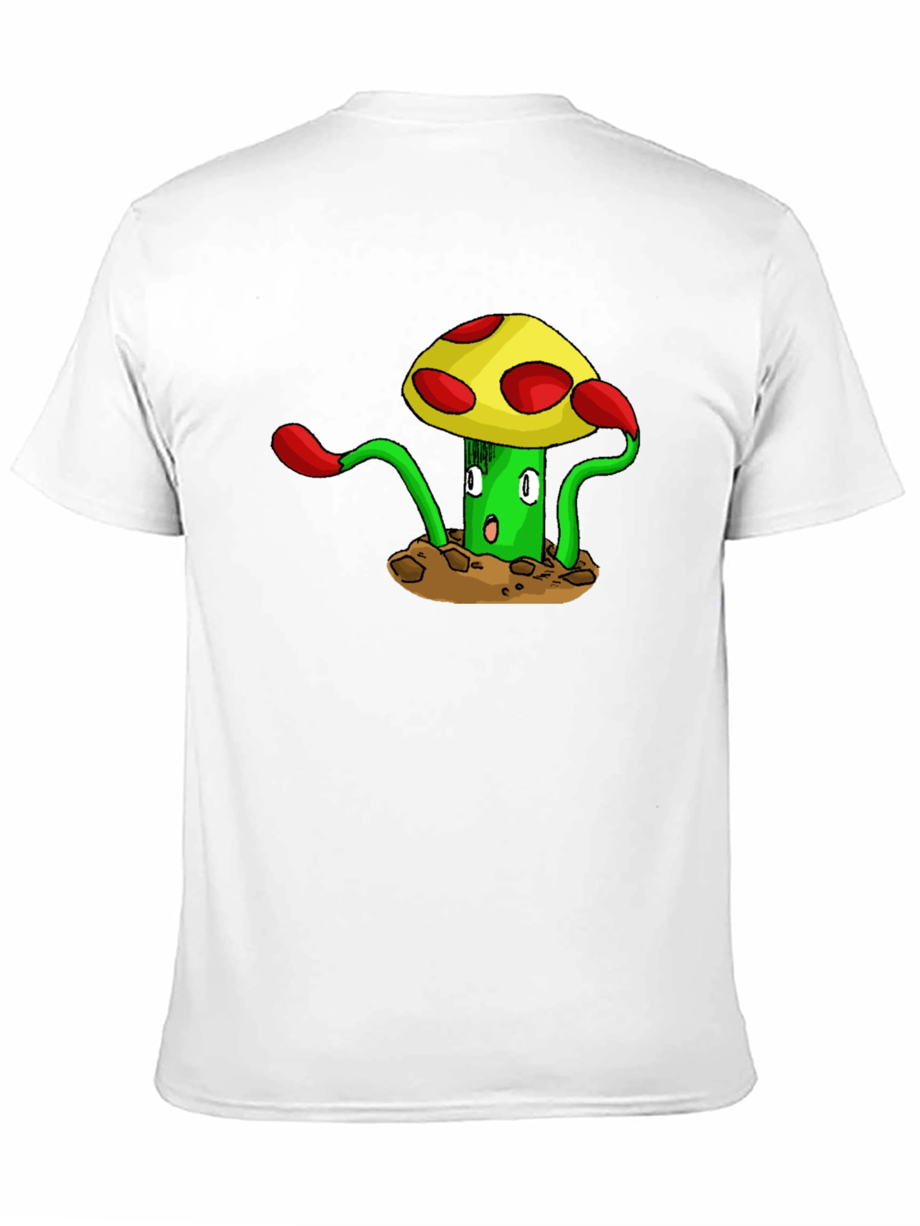 Funky Mushroom Graphic Tee - Black Cotton T-Shirt