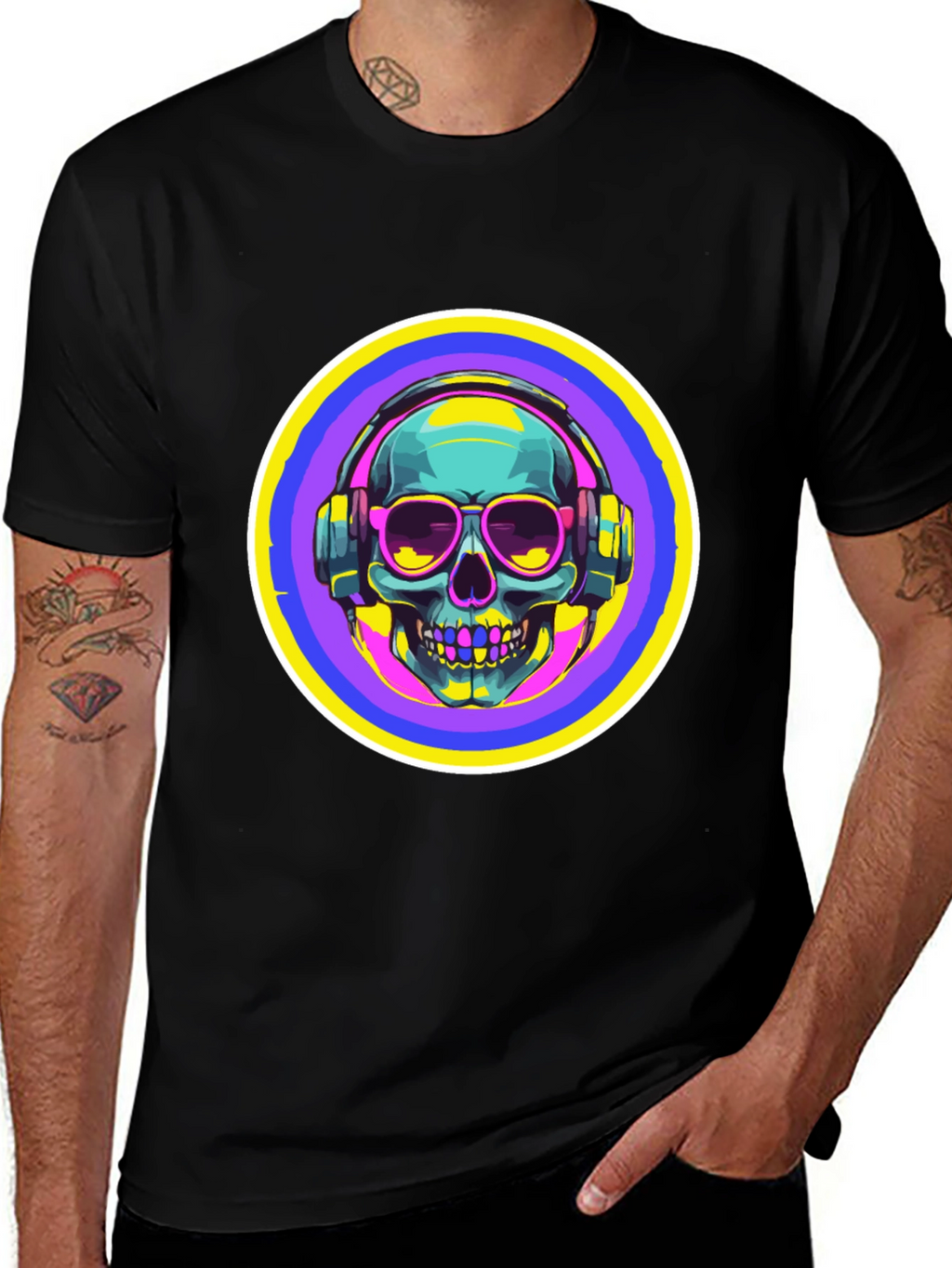 Skull with Headphones Graphic Tee