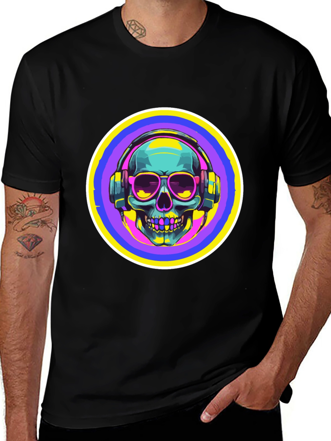 Skull with Headphones Graphic Tee