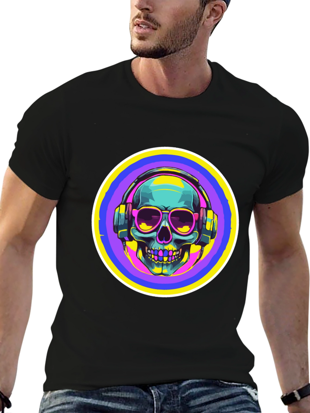 Skull with Headphones Graphic Tee