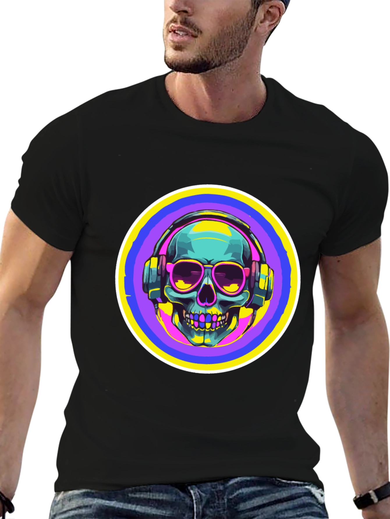 Skull with Headphones Graphic Tee