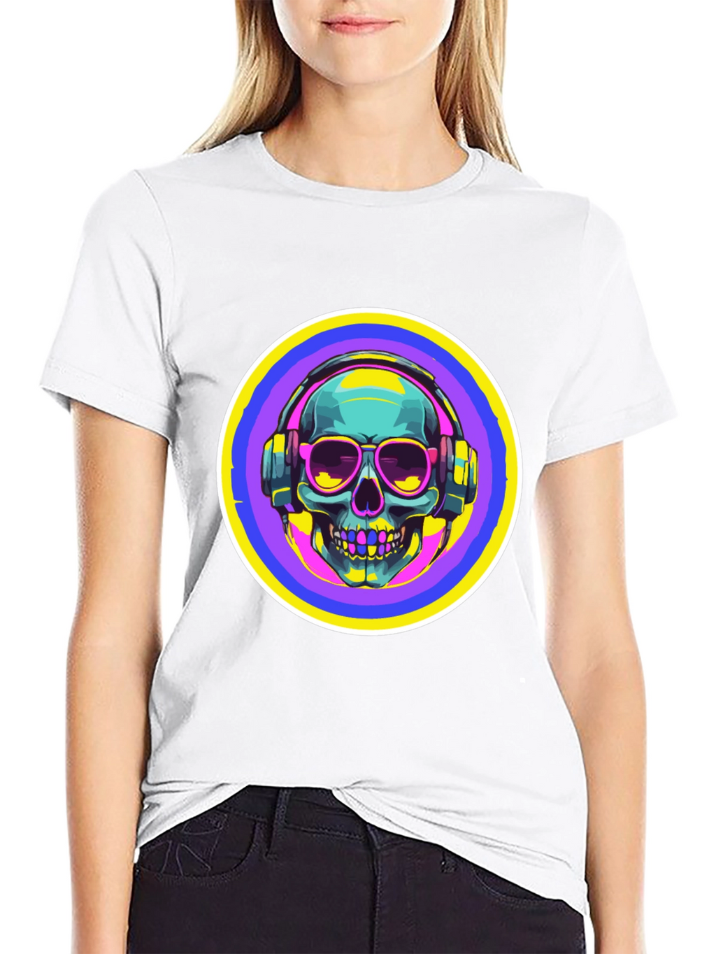 Skull with Headphones Graphic Tee