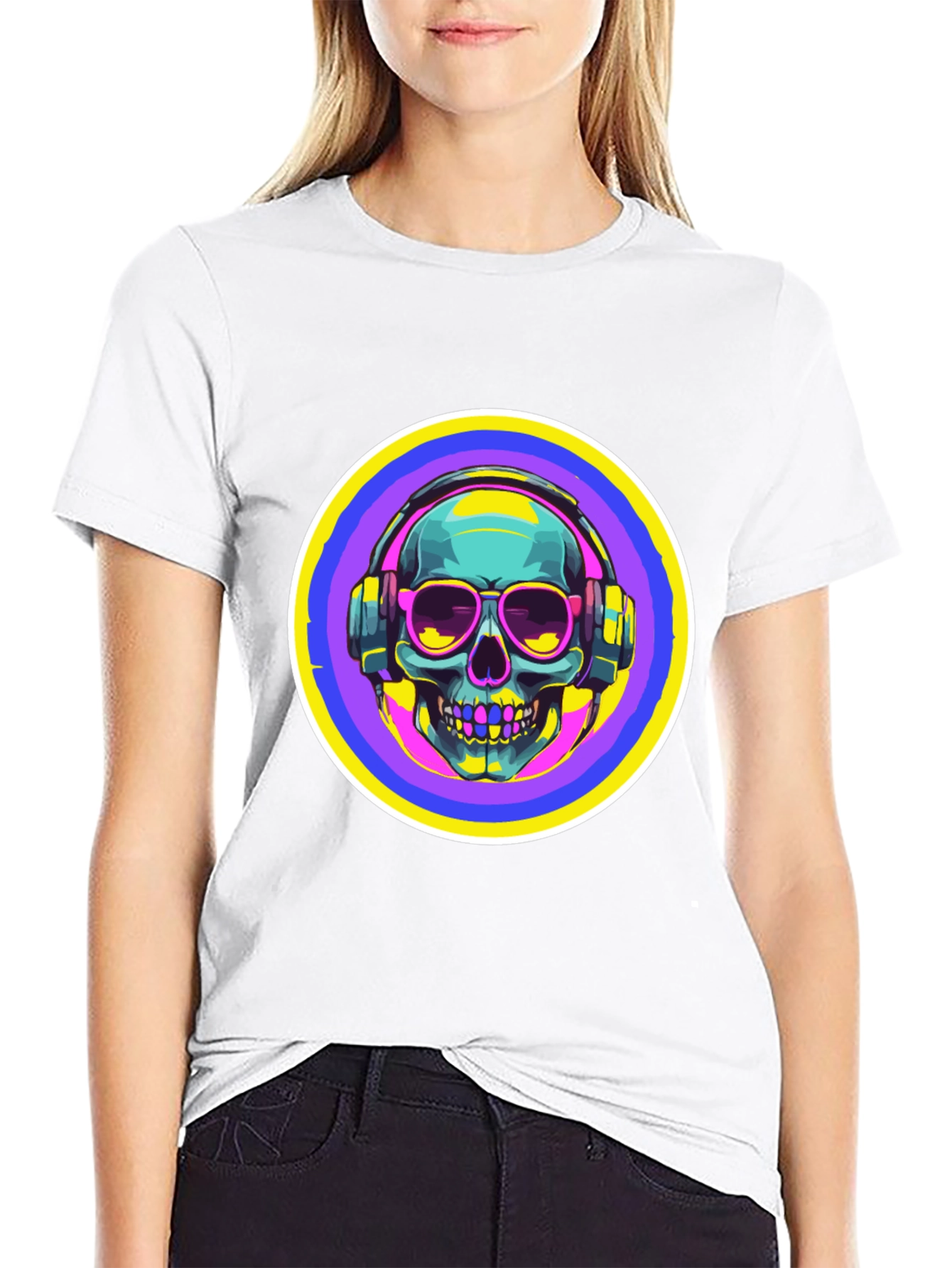 Skull with Headphones Graphic Tee