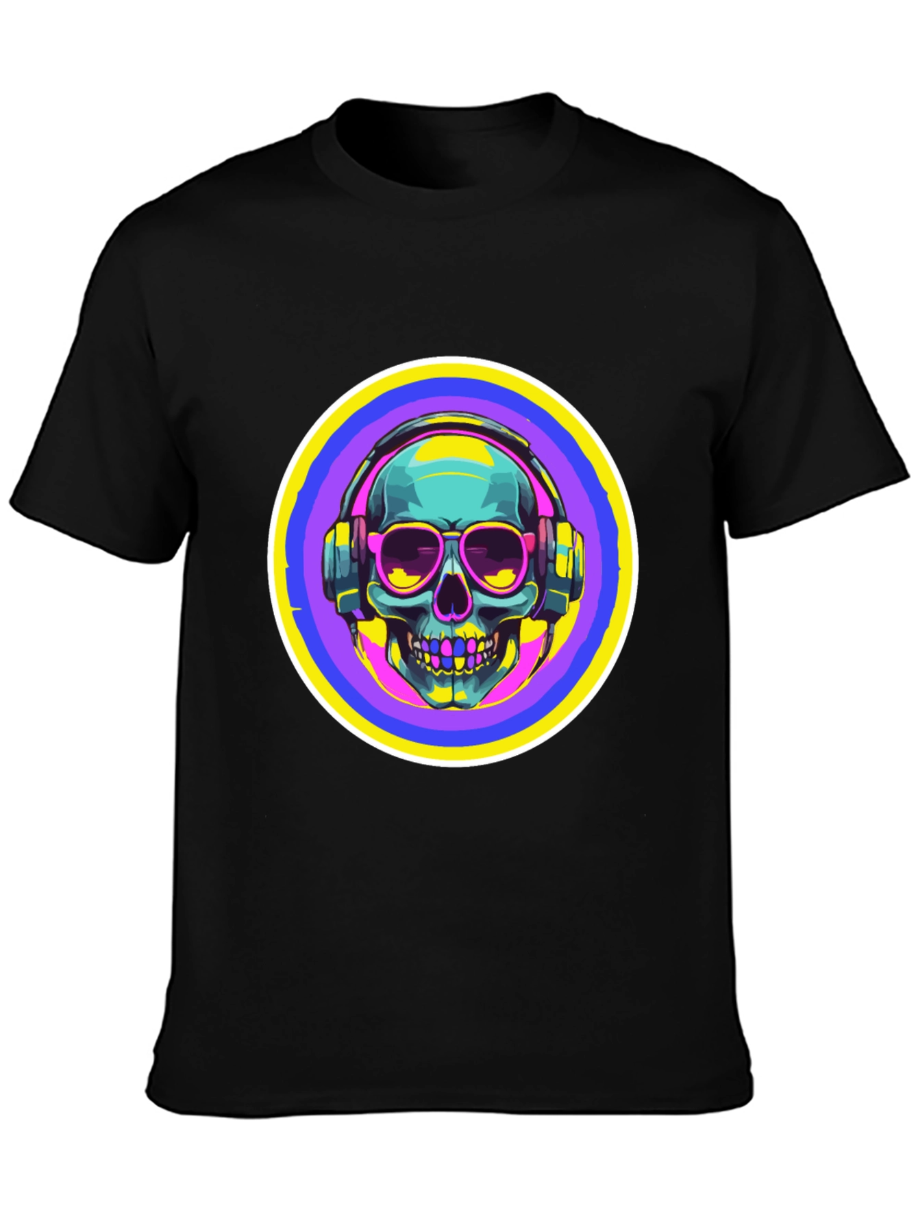 Skull with Headphones Graphic Tee