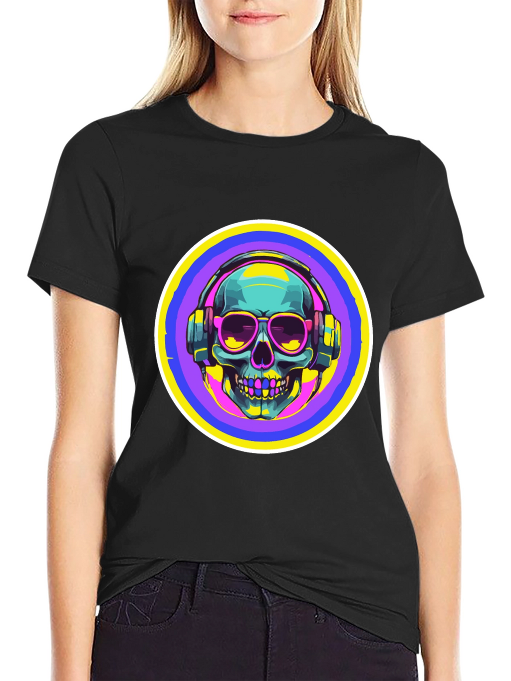 Skull with Headphones Graphic Tee