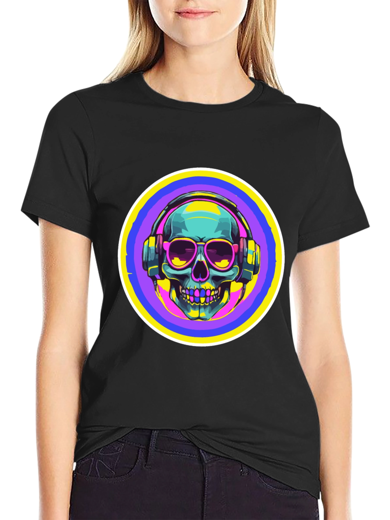 Skull with Headphones Graphic Tee