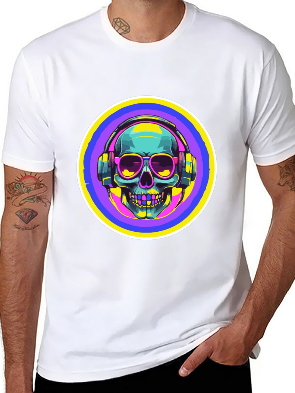 Skull with Headphones Graphic Tee