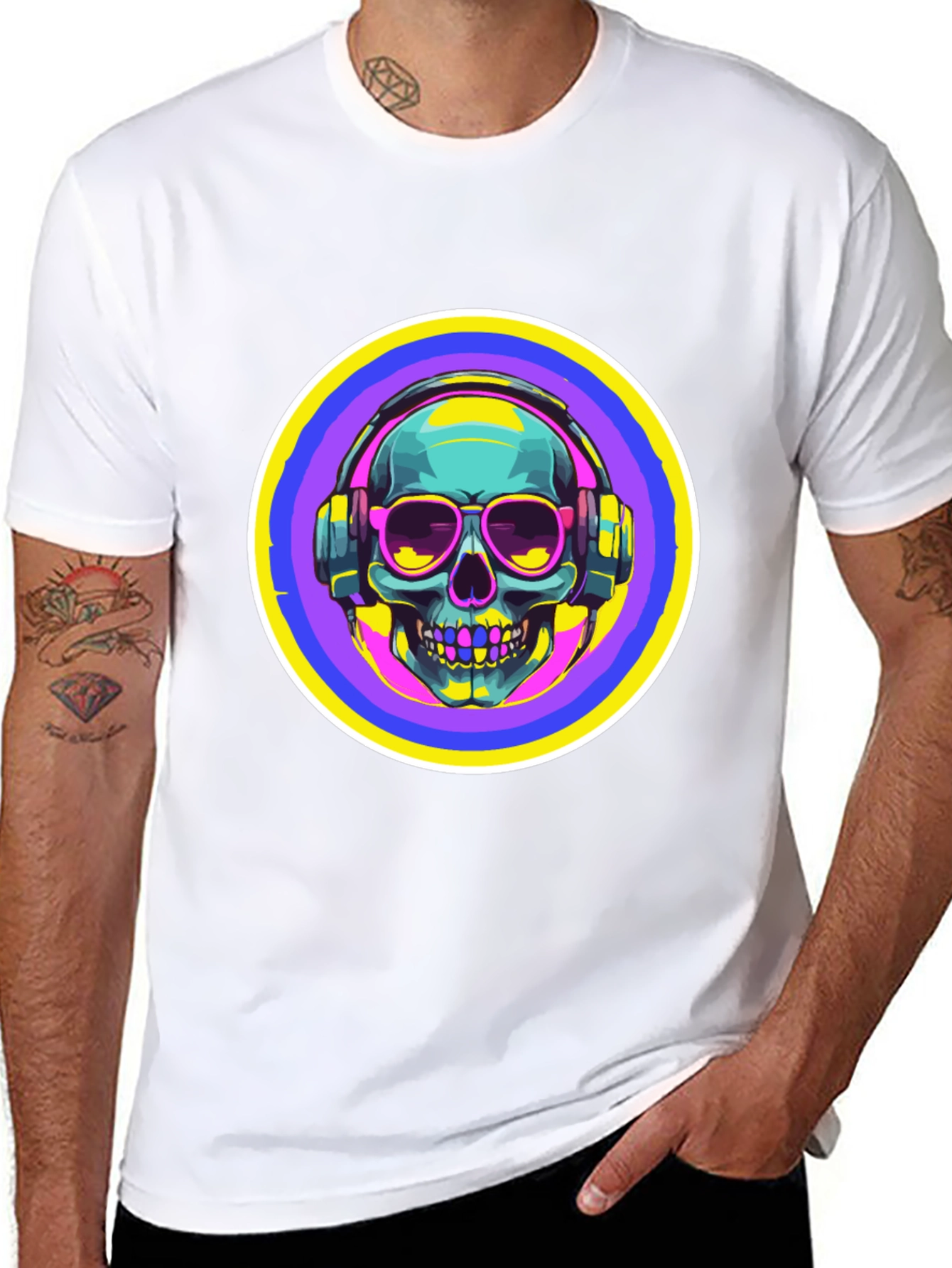 Skull with Headphones Graphic Tee