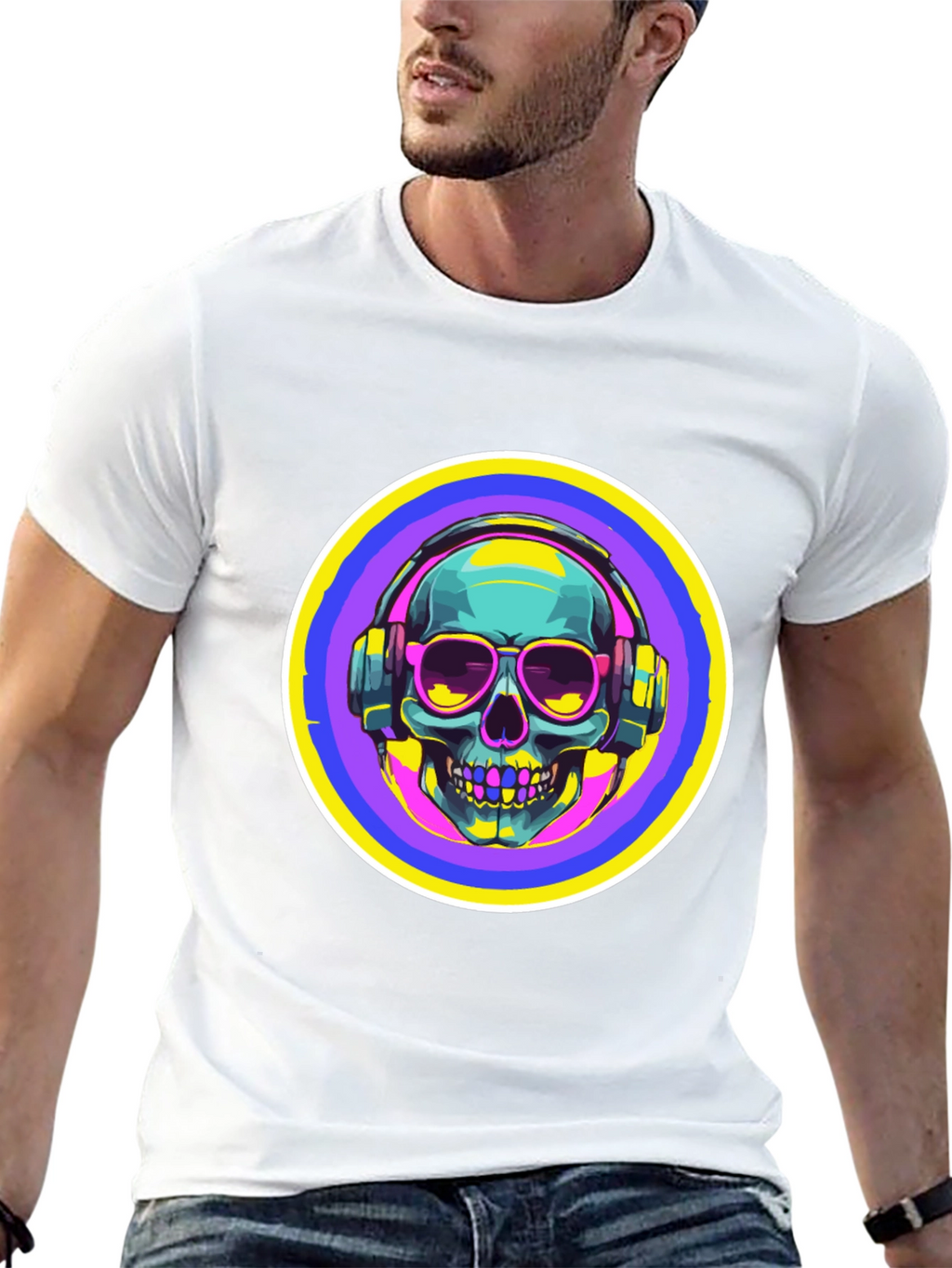 Skull with Headphones Graphic Tee