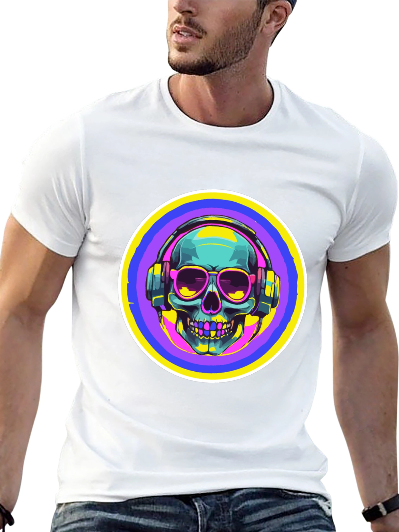 Skull with Headphones Graphic Tee