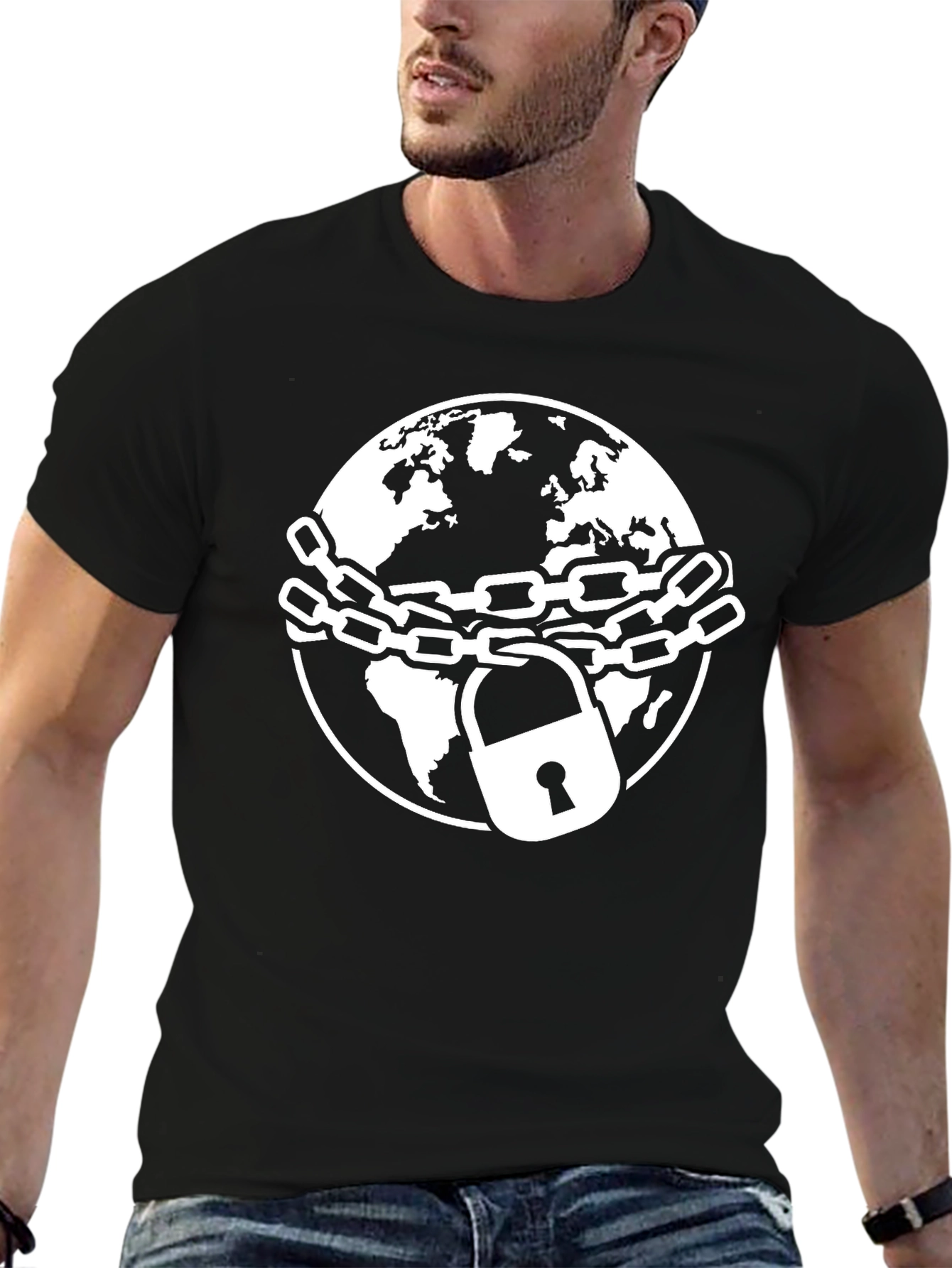 Chained Earth Graphic Tee - Black