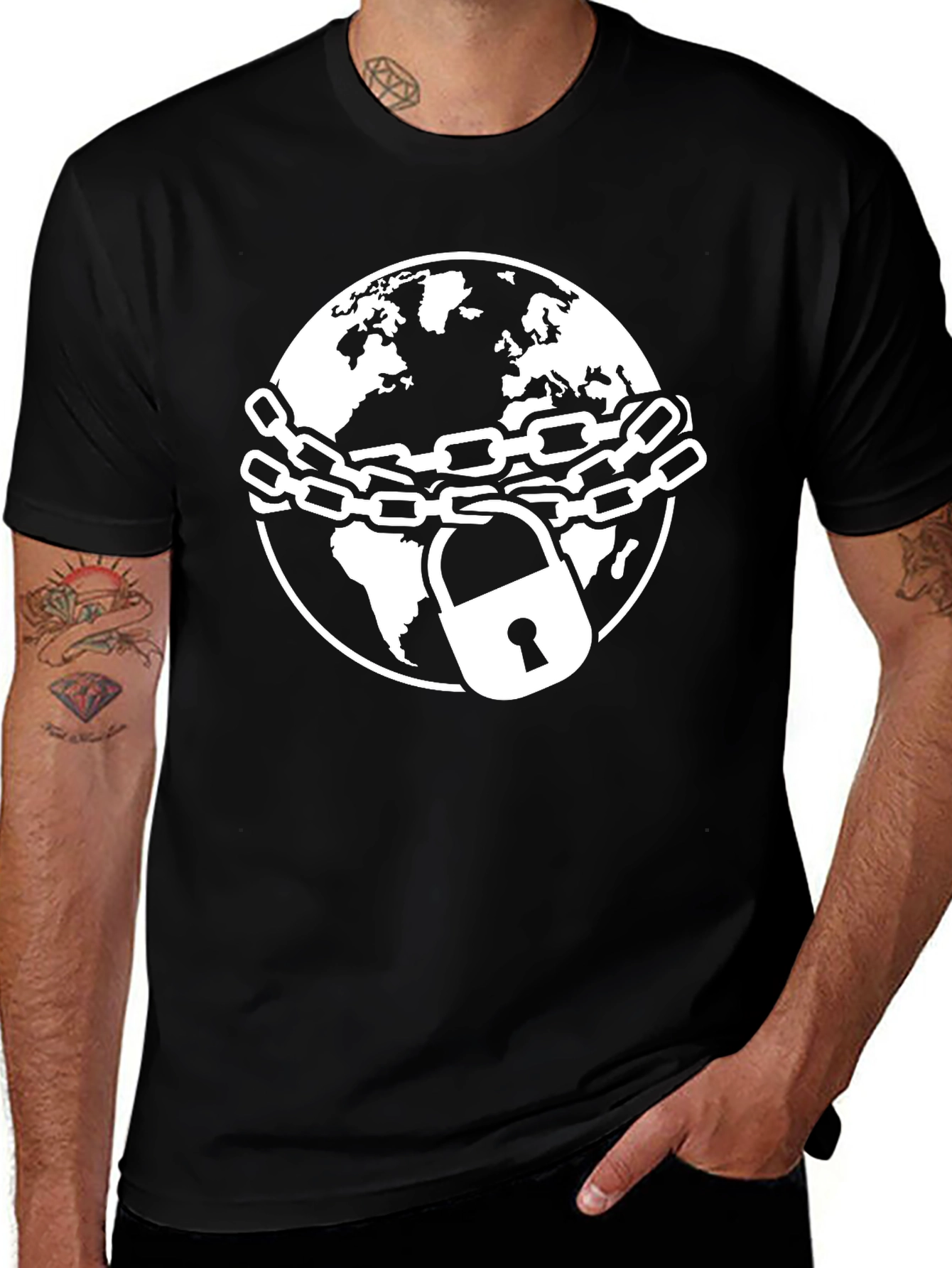 Chained Earth Graphic Tee - Black