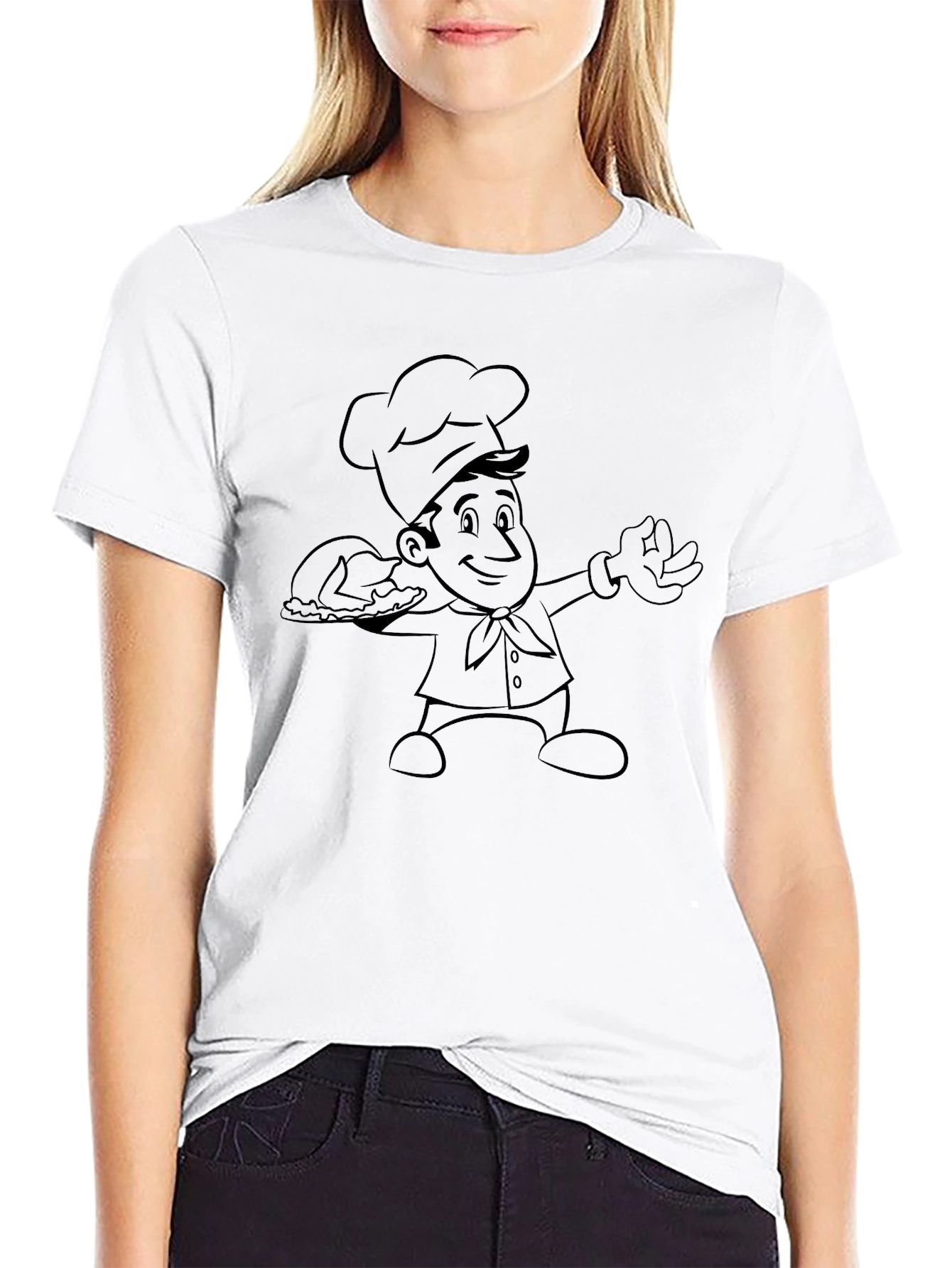 Chef Cartoon Graphic Print T-Shirt
