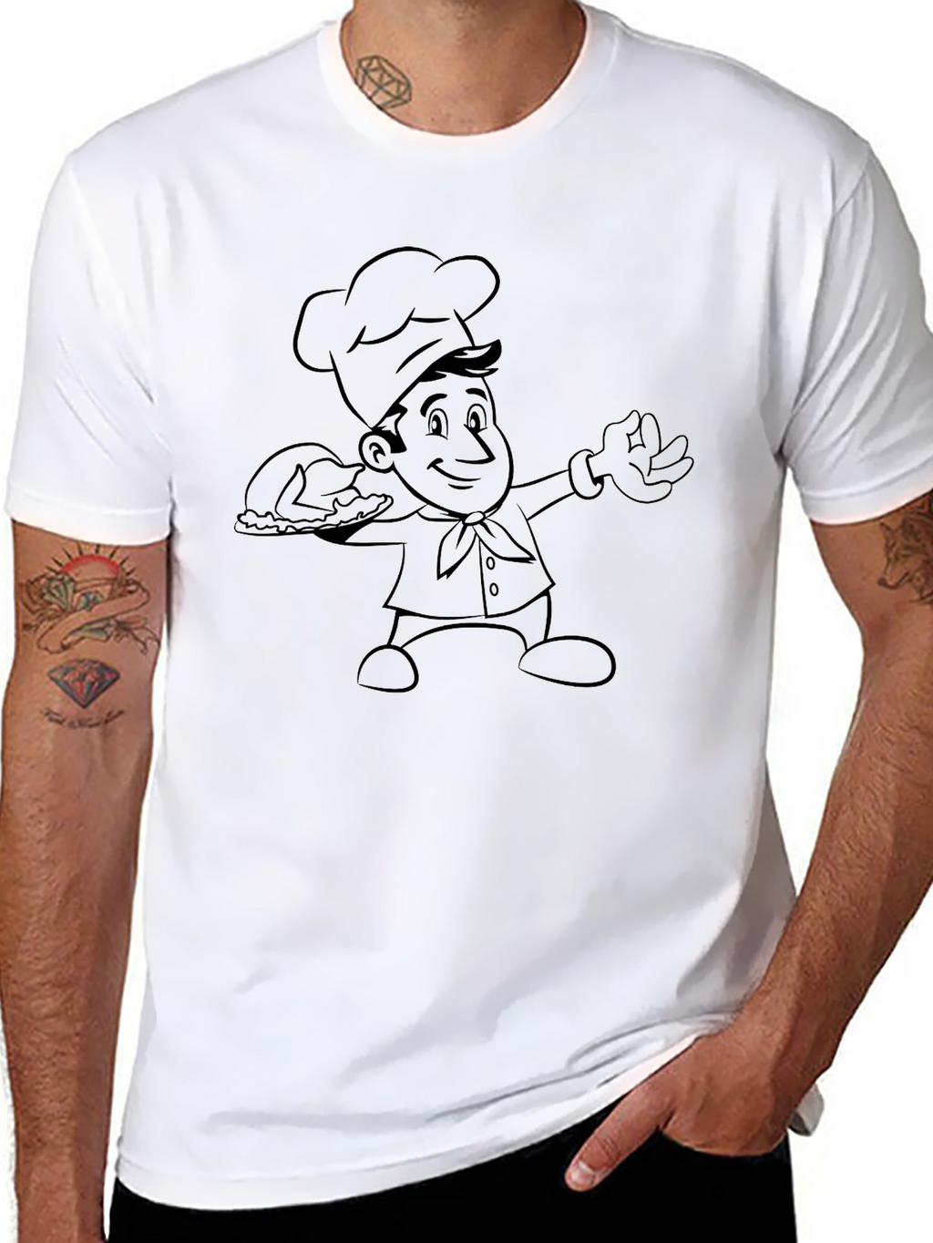 Chef Cartoon Graphic Print T-Shirt