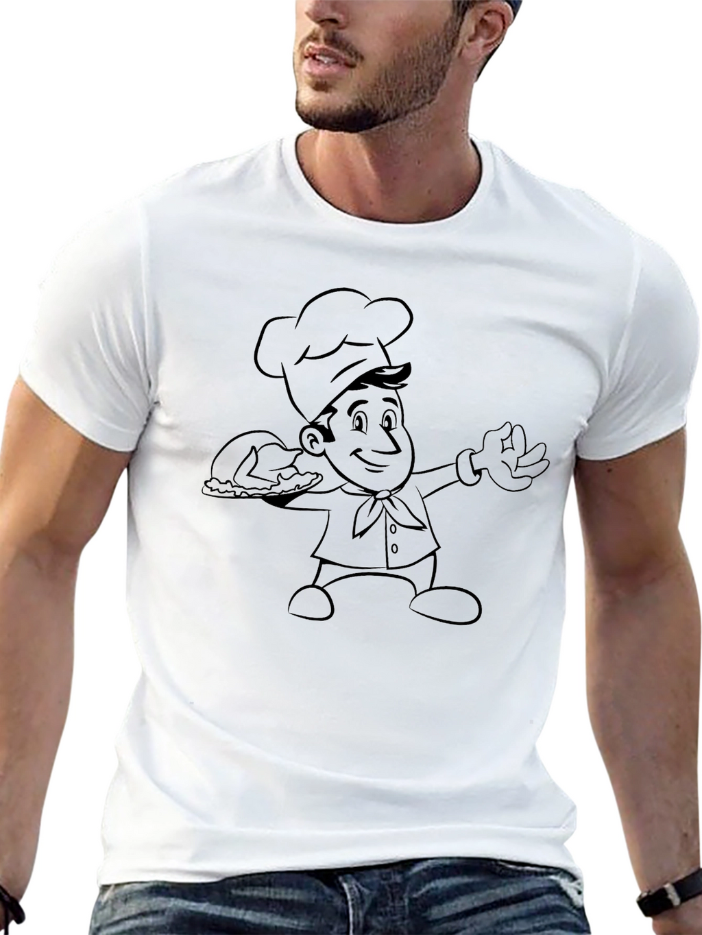 Chef Cartoon Graphic Print T-Shirt
