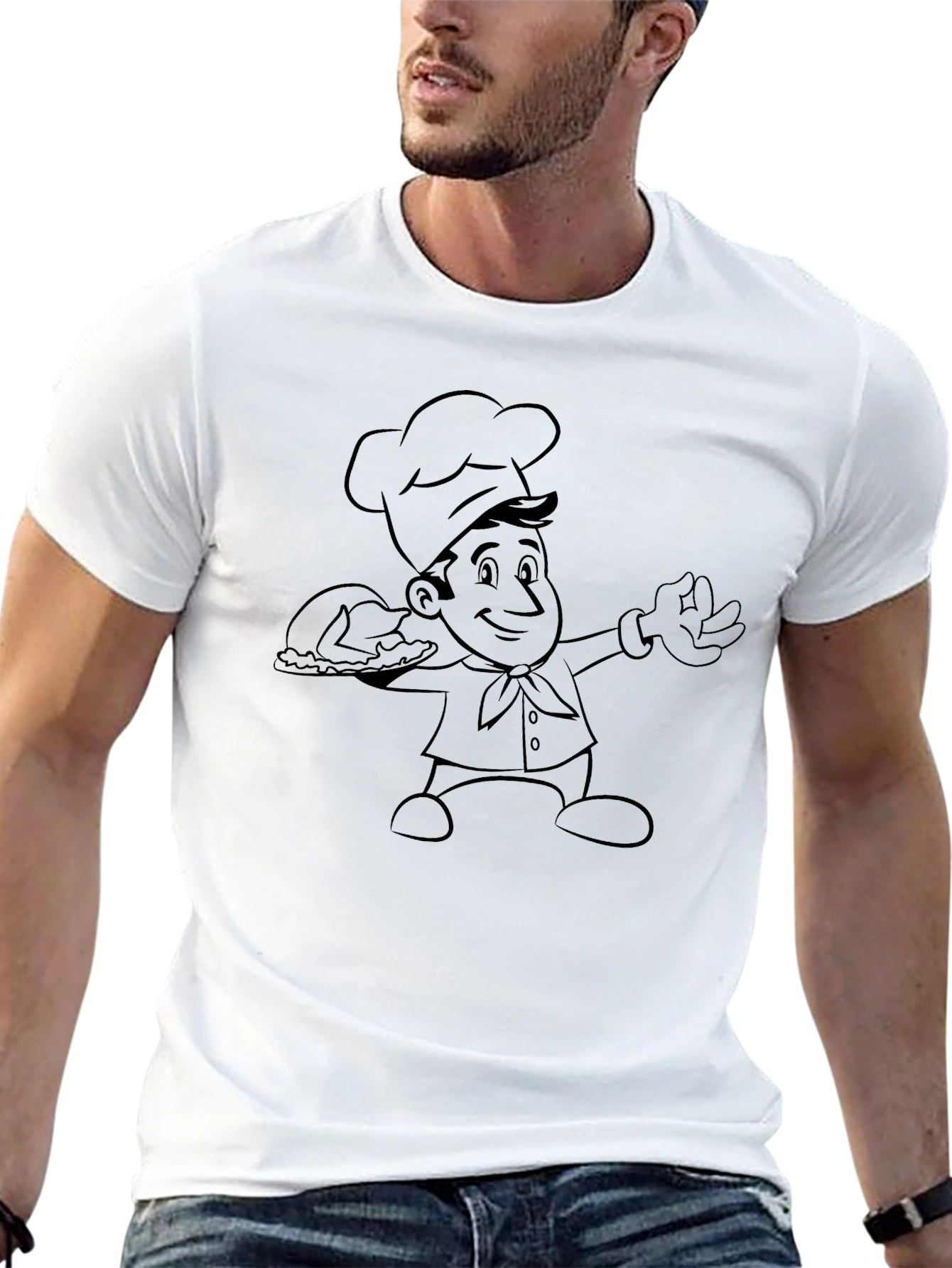 Chef Cartoon Graphic Print T-Shirt