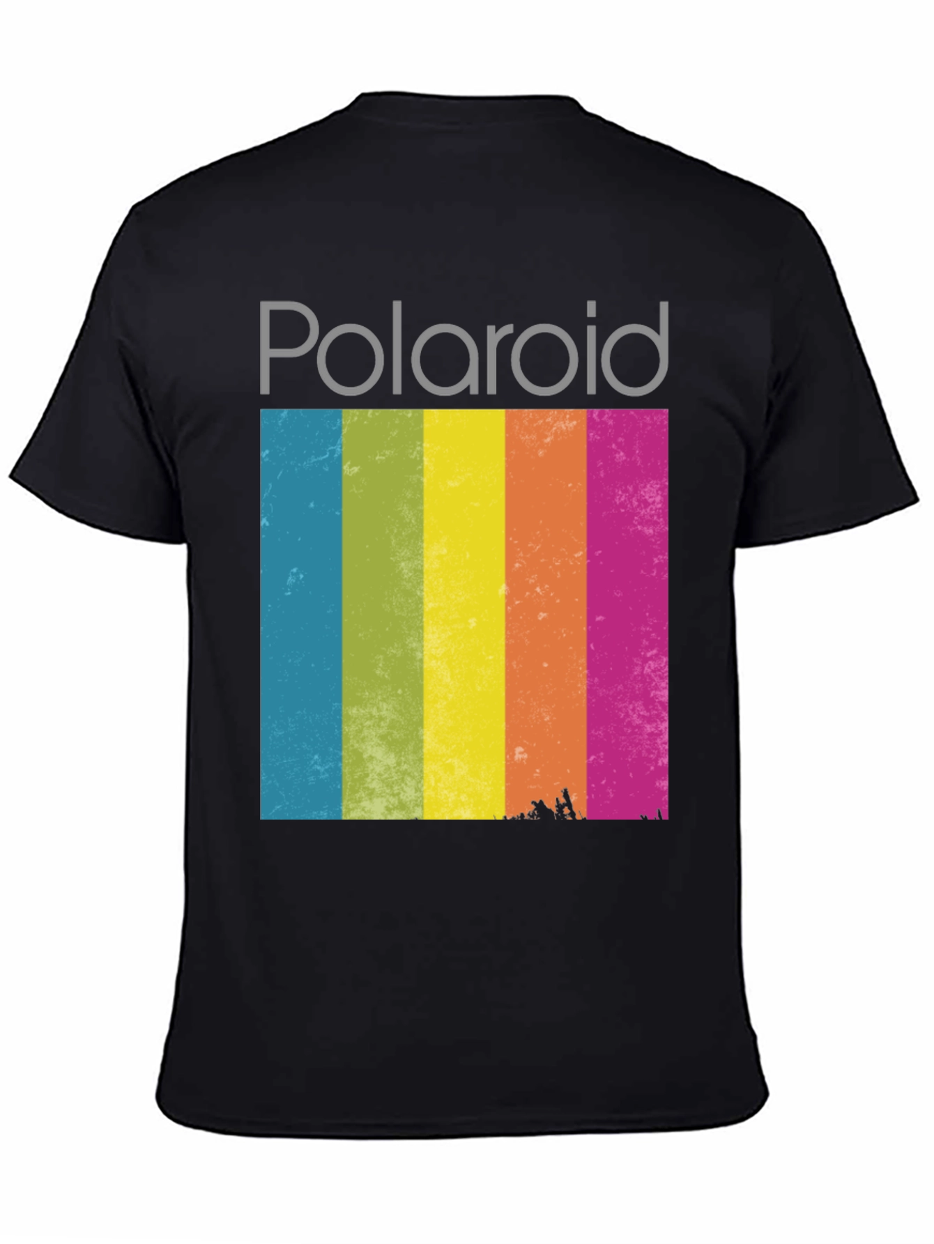 Vintage Polaroid T-Shirt - Retro Rainbow Stripe Tee