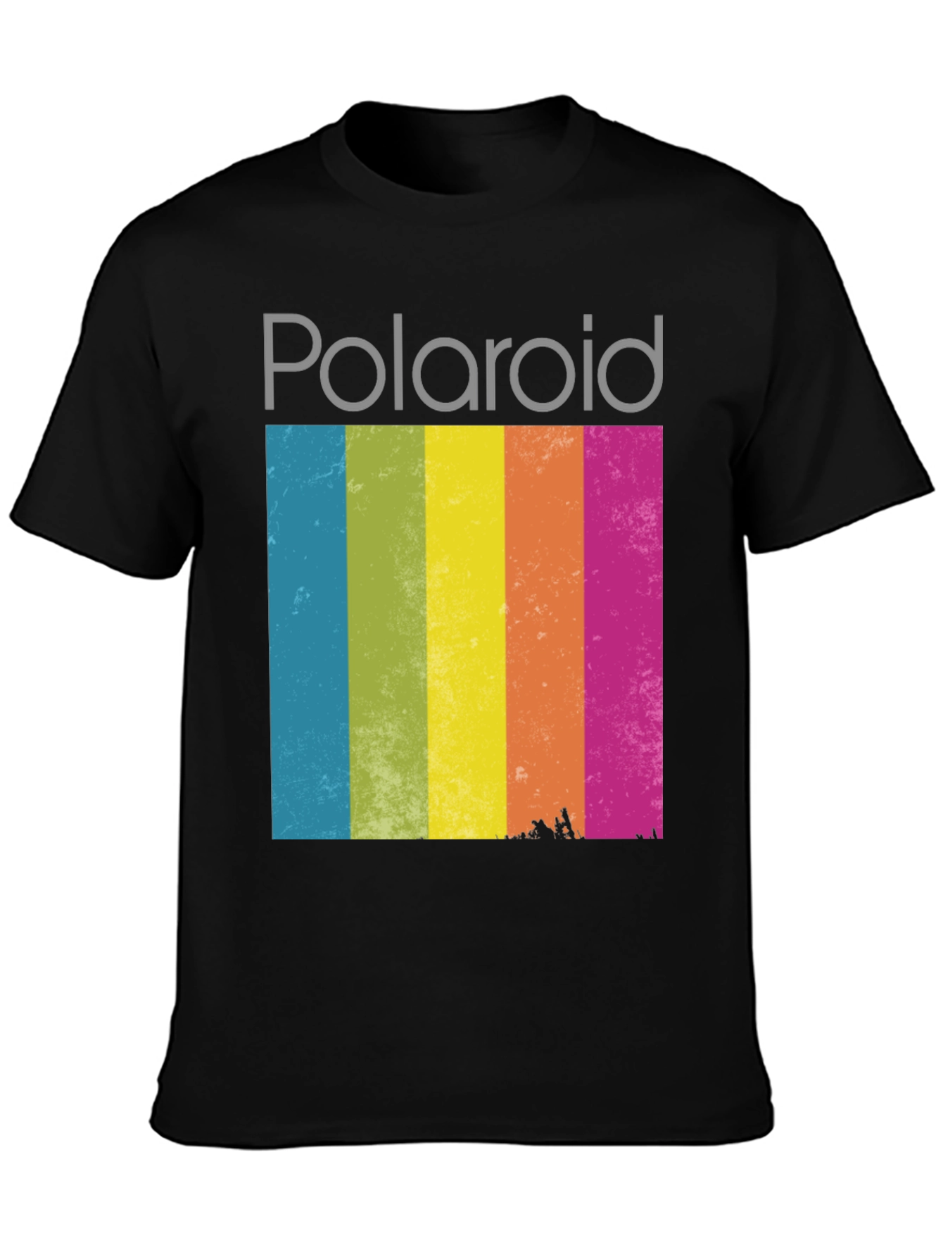 Vintage Polaroid T-Shirt - Retro Rainbow Stripe Tee