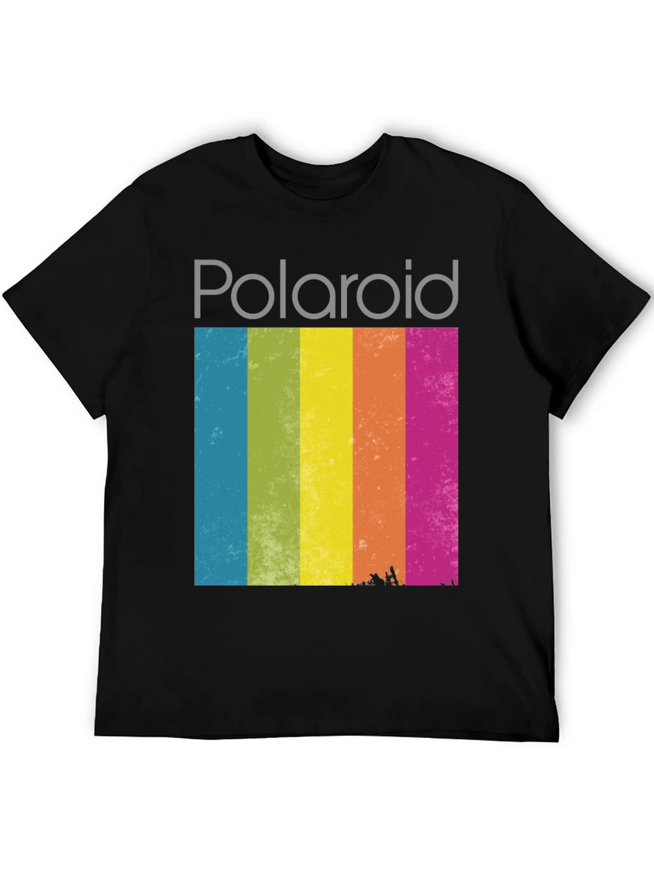 Vintage Polaroid T-Shirt - Retro Rainbow Stripe Tee
