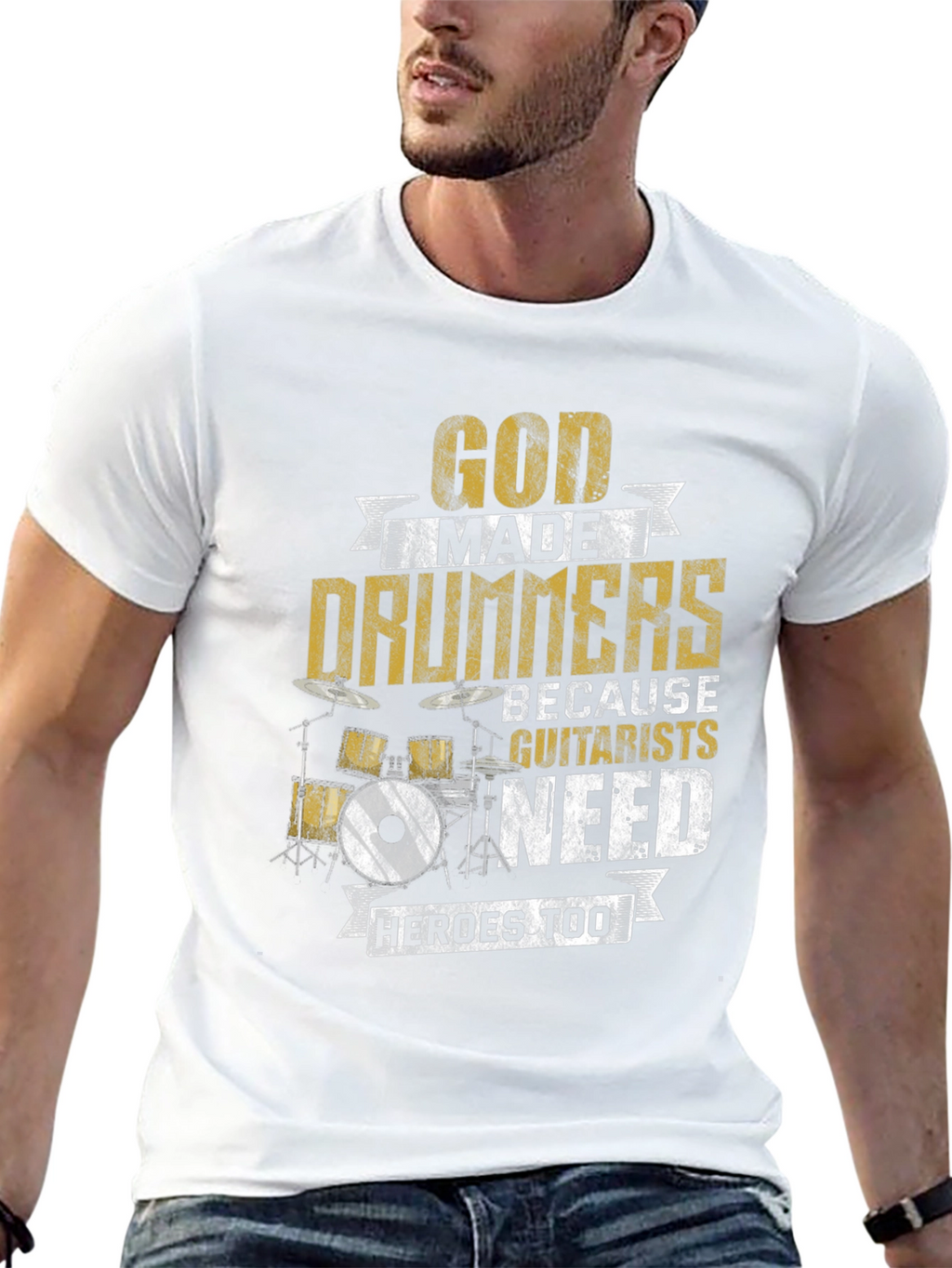 God Made Drummers T-Shirt - Musician Humor Tee
