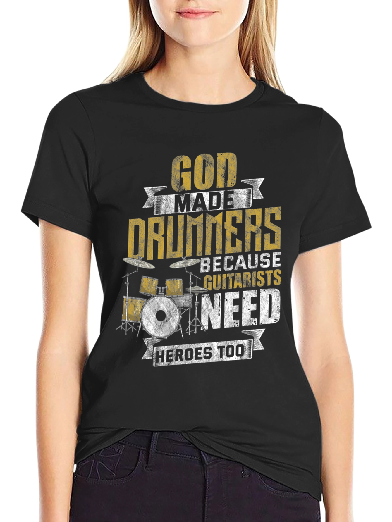 God Made Drummers T-Shirt - Musician Humor Tee