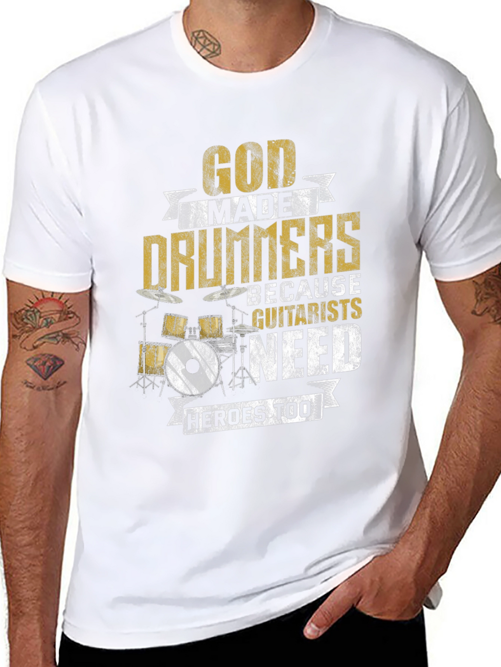 God Made Drummers T-Shirt - Musician Humor Tee