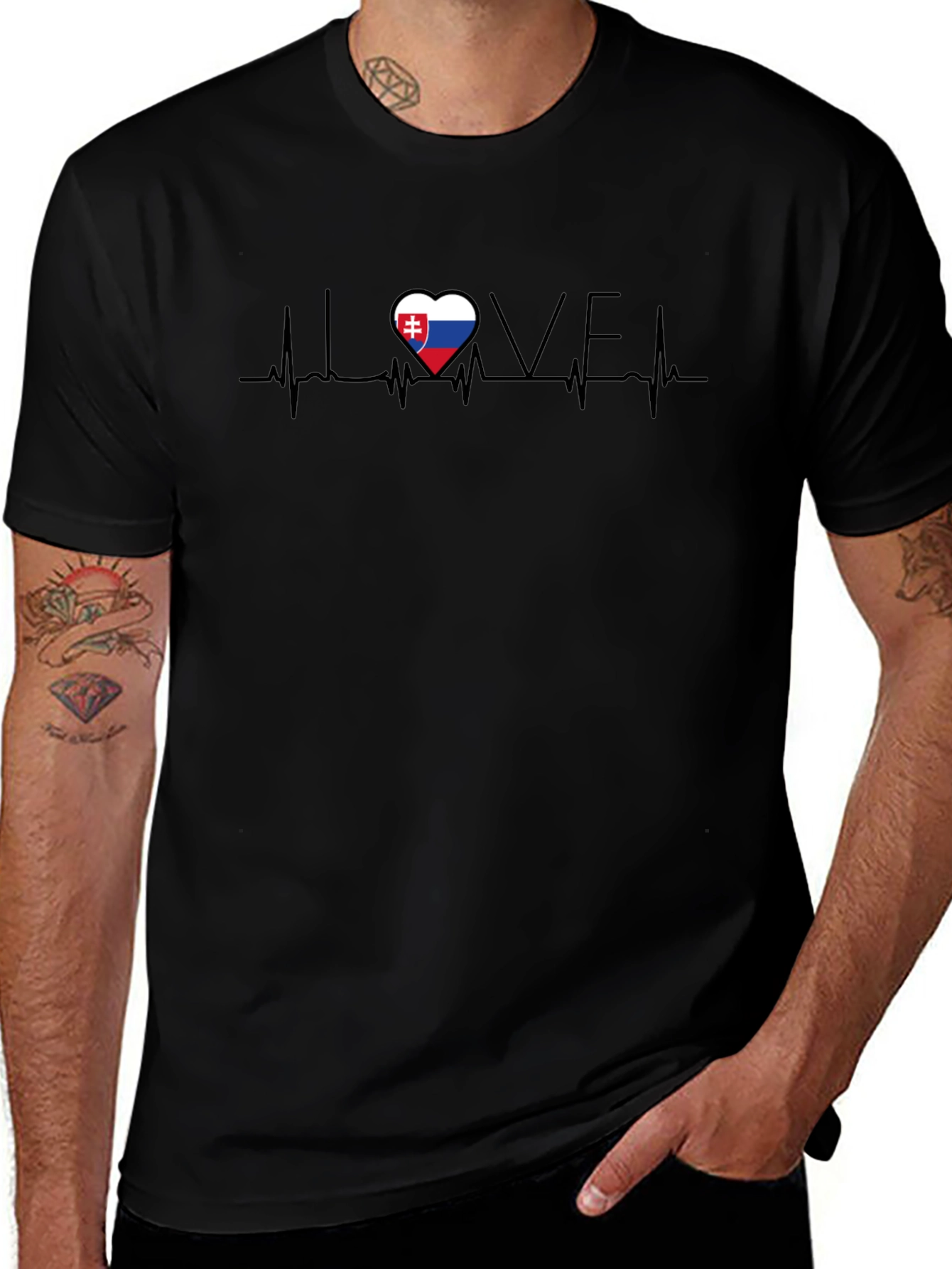 Slovakia Love Heartbeat T-Shirt - Black