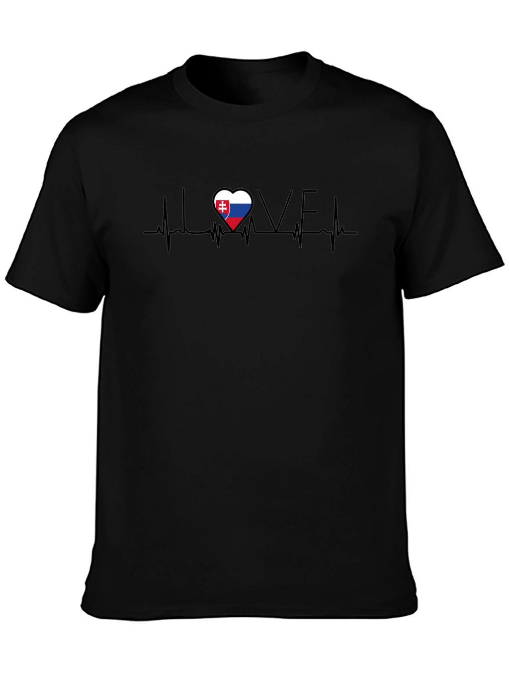 Slovakia Love Heartbeat T-Shirt - Black