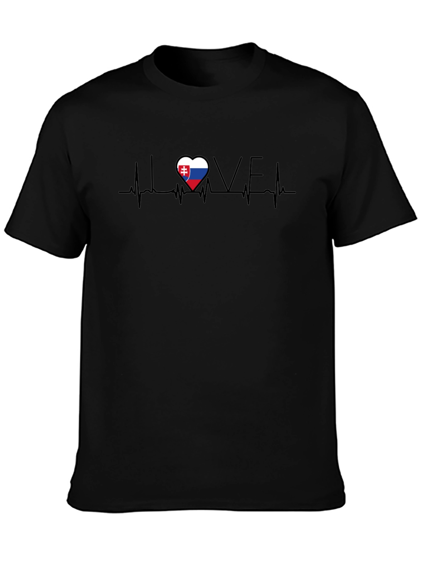 Slovakia Love Heartbeat T-Shirt - Black