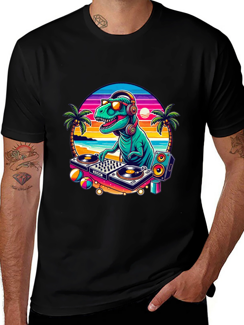 DJ Dinosaur Graphic T-Shirt