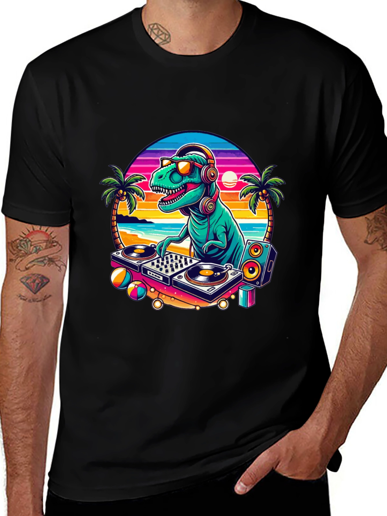 DJ Dinosaur Graphic T-Shirt