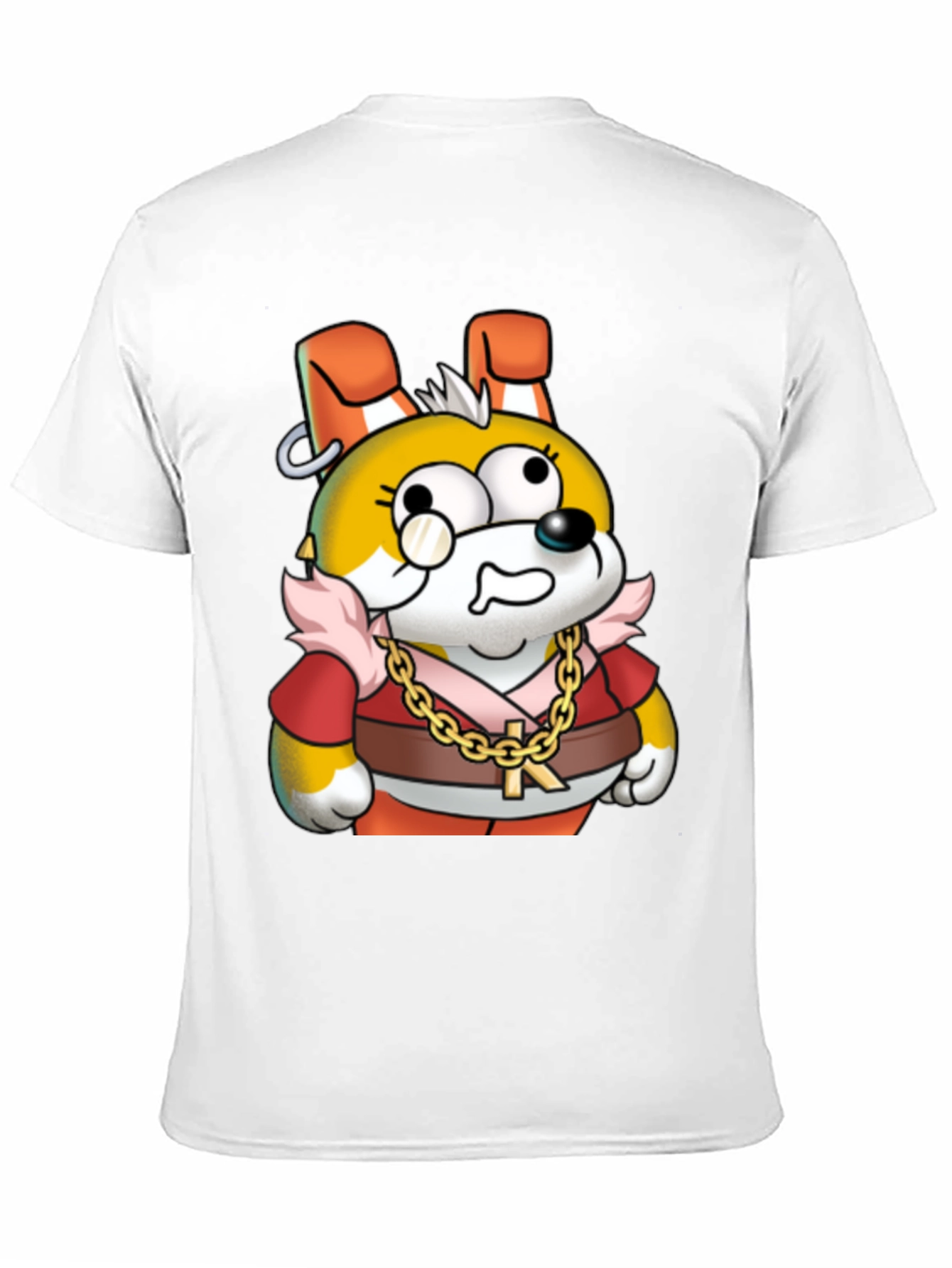 Cartoon Dog Gold Chain Graphic Tee - Unisex