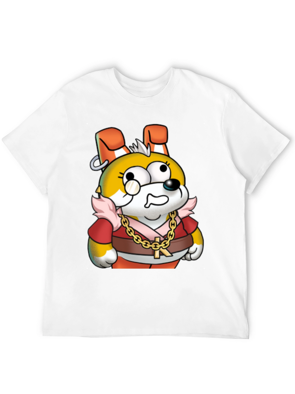 Cartoon Dog Gold Chain Graphic Tee - Unisex