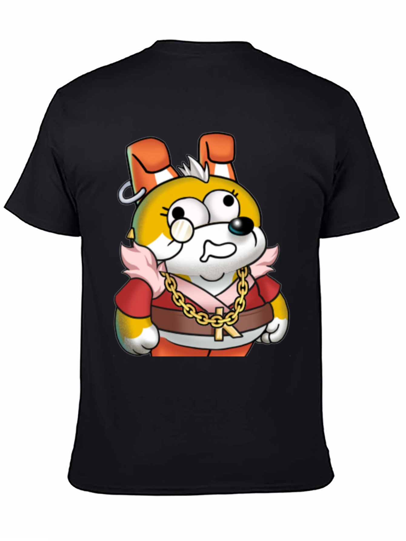 Cartoon Dog Gold Chain Graphic Tee - Unisex
