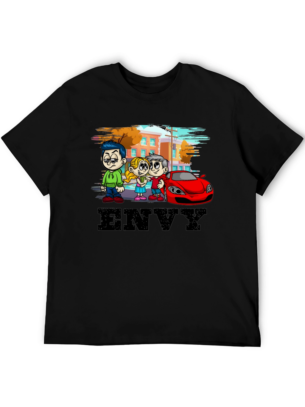Envy Cartoon Graphic Black T-Shirt