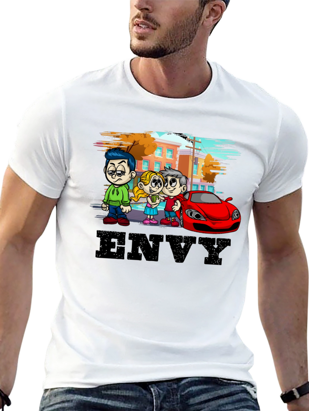 Envy Cartoon Graphic Black T-Shirt