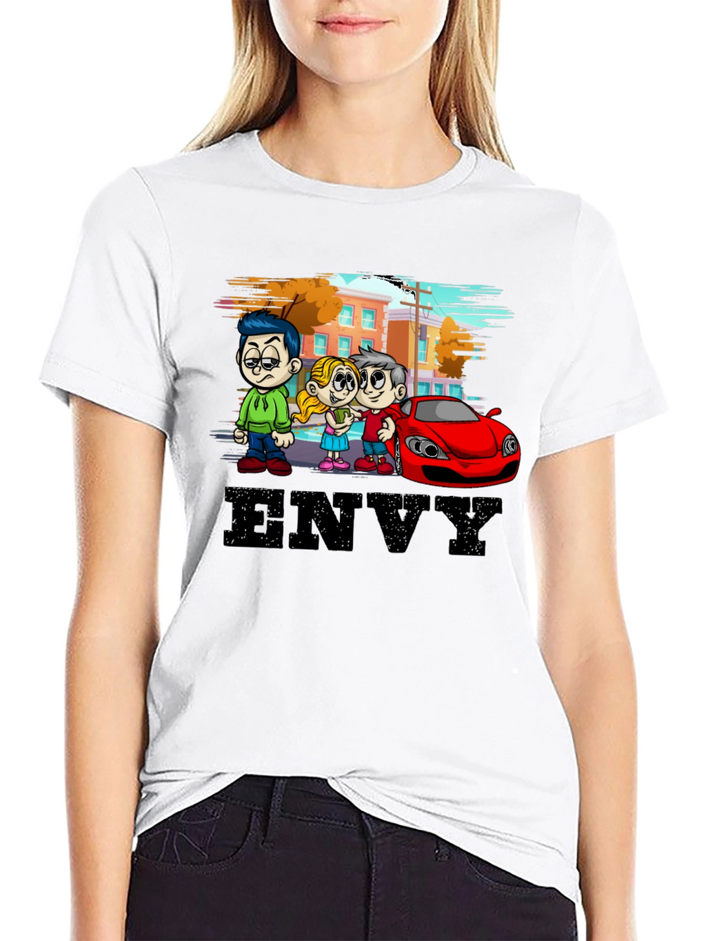 Envy Cartoon Graphic Black T-Shirt