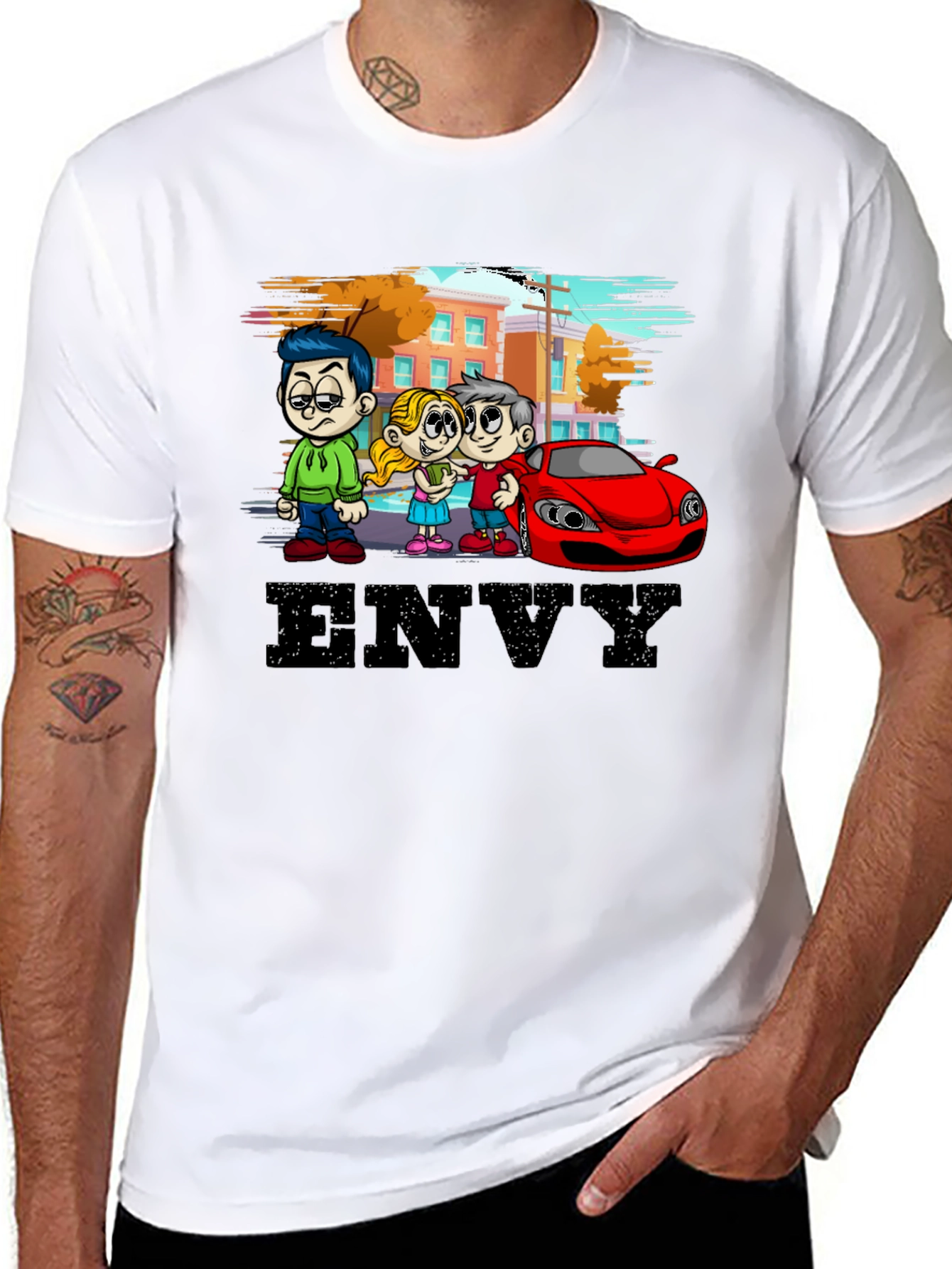 Envy Cartoon Graphic Black T-Shirt