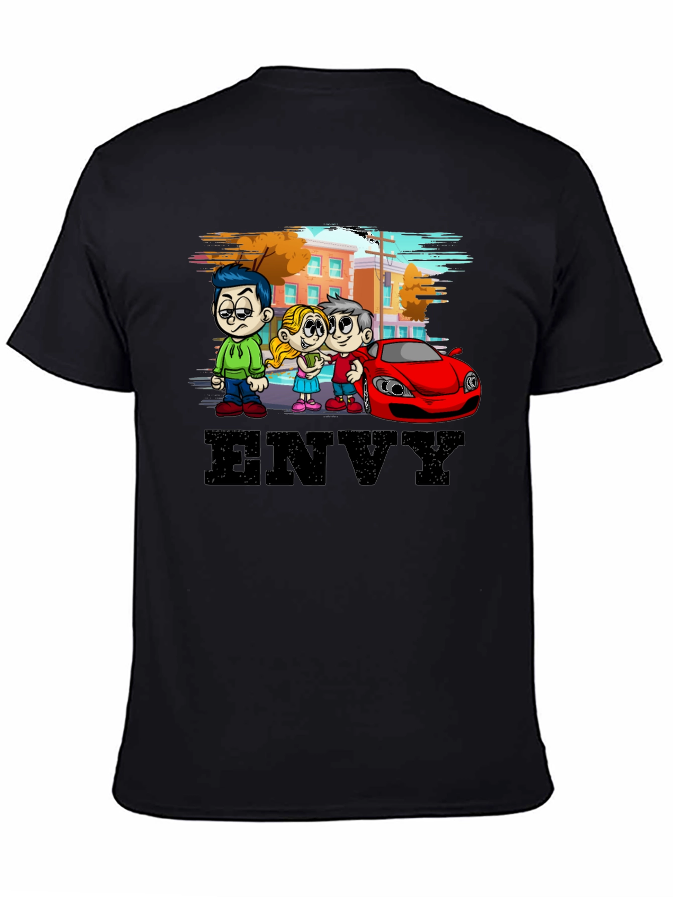Envy Cartoon Graphic Black T-Shirt